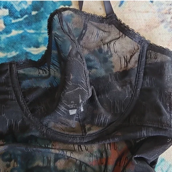 I.N.C. Intimates Size XL Black Sheer Lace and Mesh Bodysuit - Picture 5 of 15